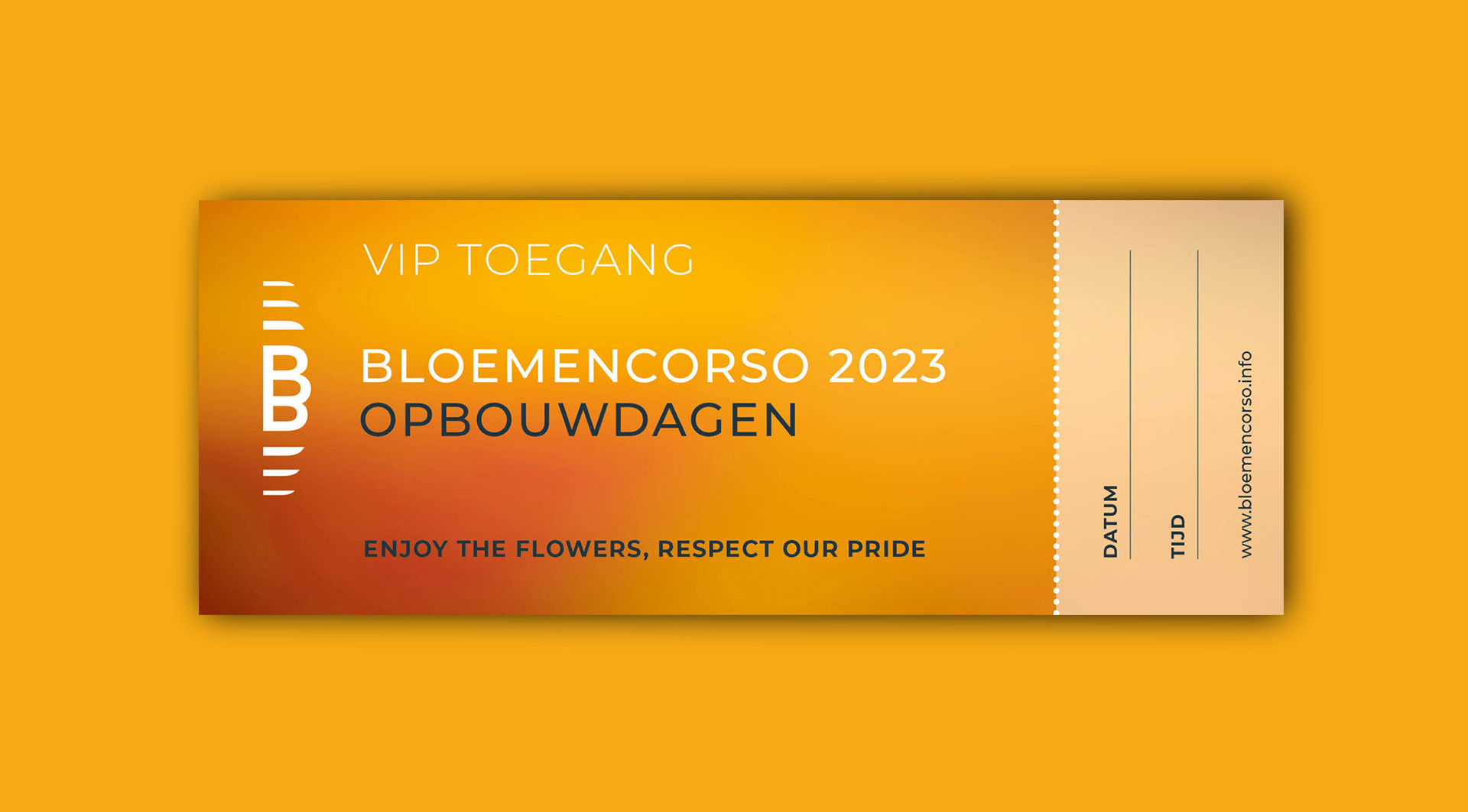 Bloemencorso Bollenstreek mockup VIP toegang bewijs