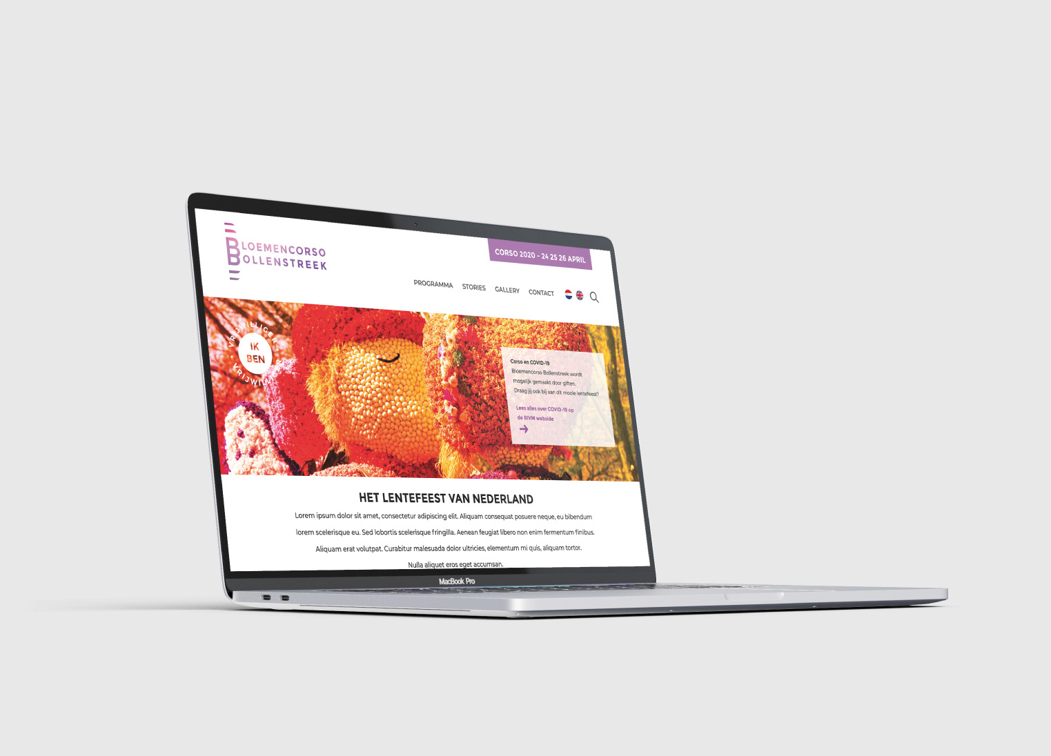 Bloemencorso Bollenstreek mockup website